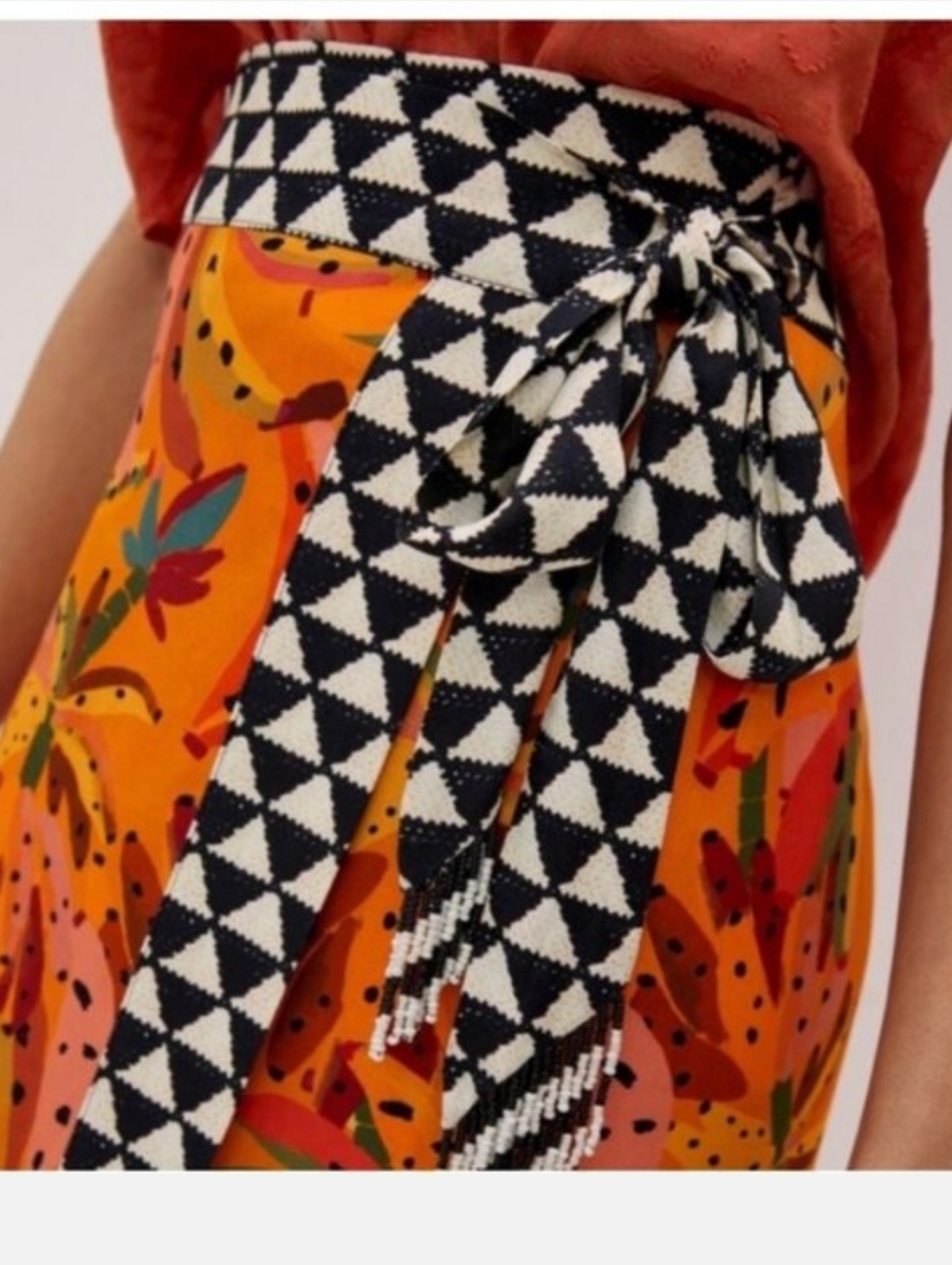 FARM Rio Multicolor Floral & Geometric Print Vacation Boho Resortwear Skirt - Picture 2 of 10